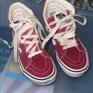 Vans Red and White High-Top Sneakers